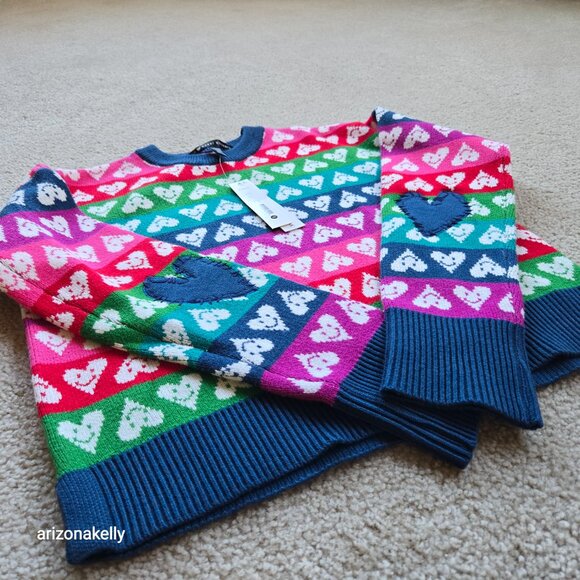 NWT Aqua x Kerri Rosenthal Happy Hearts Sweater XS - Picture 11 of 11